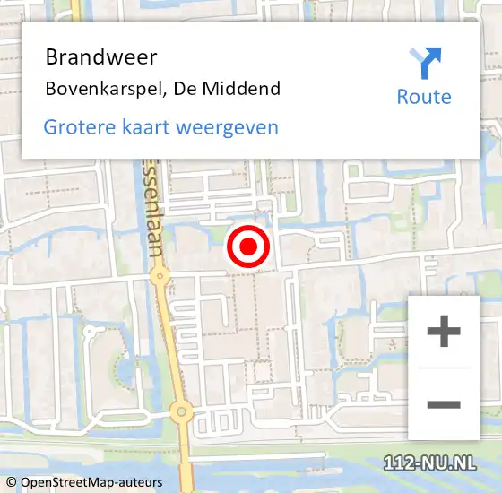 Locatie op kaart van de 112 melding: Brandweer Bovenkarspel, De Middend op 19 september 2015 09:07