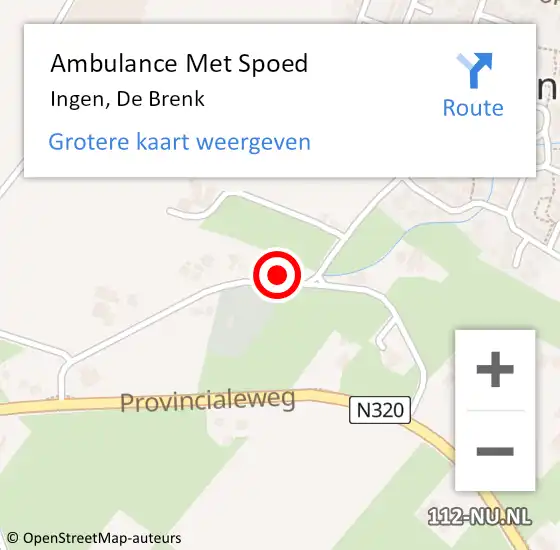 Locatie op kaart van de 112 melding: Ambulance Met Spoed Naar Ingen, De Brenk op 19 september 2015 09:58