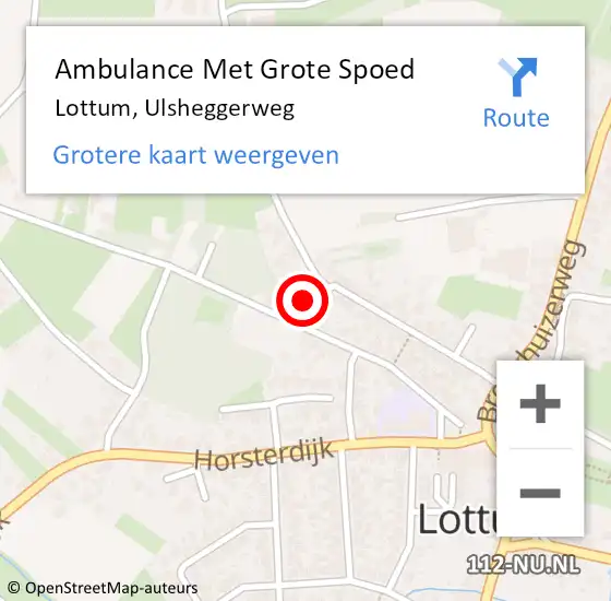 Locatie op kaart van de 112 melding: Ambulance Met Grote Spoed Naar Lottum, Ulsheggerweg op 19 september 2015 10:04