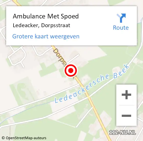 Locatie op kaart van de 112 melding: Ambulance Met Spoed Naar Ledeacker, Dorpsstraat op 19 september 2015 10:13