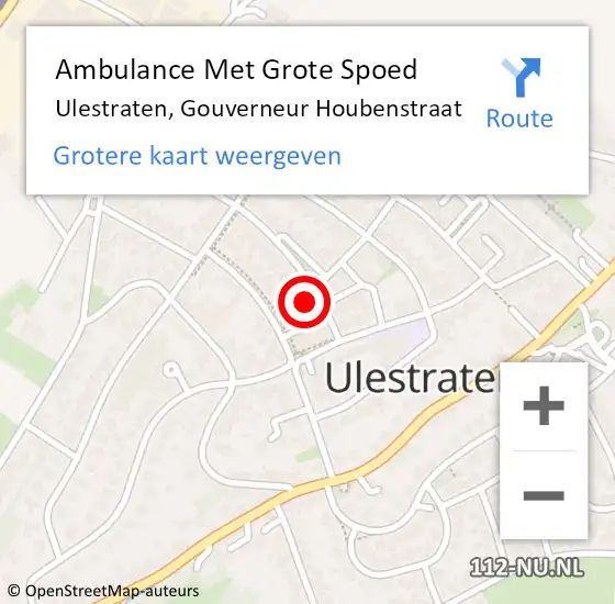 Locatie op kaart van de 112 melding: Ambulance Met Grote Spoed Naar Ulestraten, Gouverneur Houbenstraat op 21 november 2013 00:12