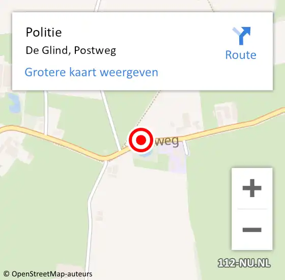 Locatie op kaart van de 112 melding: Politie De Glind, Postweg op 19 september 2015 12:56