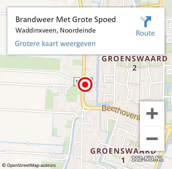 Locatie op kaart van de 112 melding: Brandweer Met Grote Spoed Naar Waddinxveen, Noordeinde op 21 november 2013 00:55