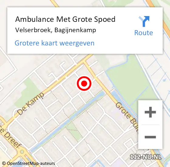 Locatie op kaart van de 112 melding: Ambulance Met Grote Spoed Naar Velserbroek, Bagijnenkamp op 21 november 2013 01:03