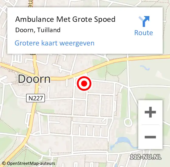 Locatie op kaart van de 112 melding: Ambulance Met Grote Spoed Naar Doorn, Tuilland op 19 september 2015 13:36