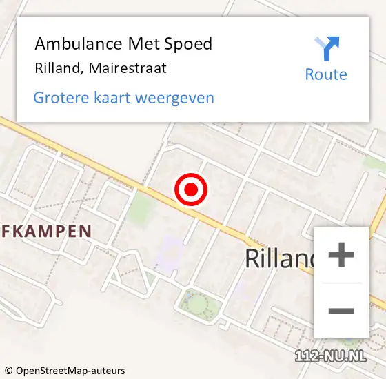 Locatie op kaart van de 112 melding: Ambulance Met Spoed Naar Rilland, Mairestraat op 19 september 2015 13:40