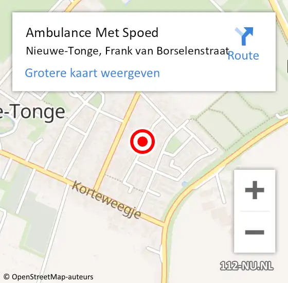 Locatie op kaart van de 112 melding: Ambulance Met Spoed Naar Nieuwe-Tonge, Frank van Borselenstraat op 19 september 2015 13:57