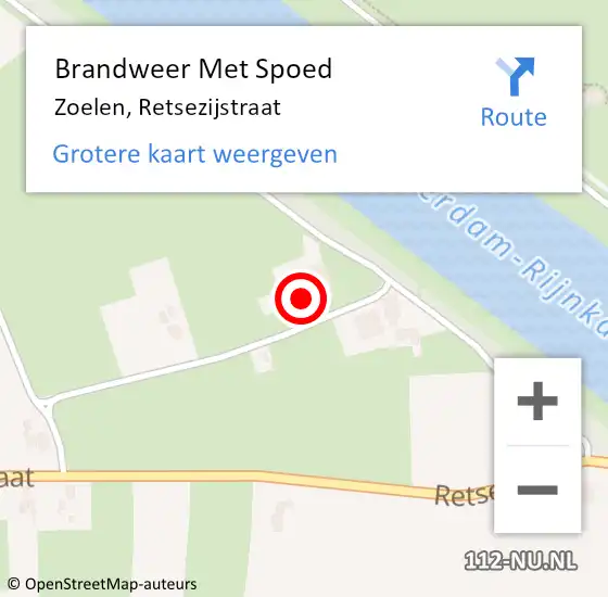Locatie op kaart van de 112 melding: Brandweer Met Spoed Naar Zoelen, Retsezijstraat op 19 september 2015 14:52