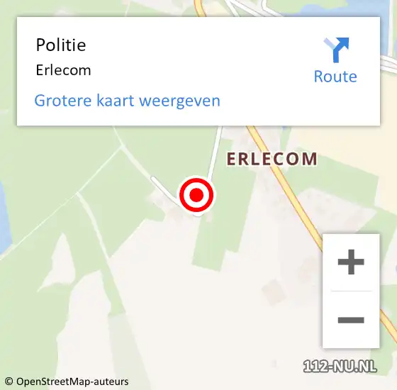Locatie op kaart van de 112 melding: Politie Erlecom op 19 september 2015 14:56