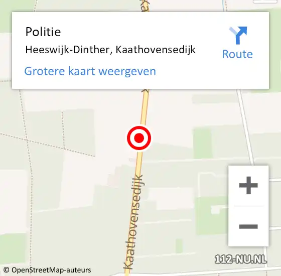 Locatie op kaart van de 112 melding: Politie Heeswijk-Dinther, Kaathovensedijk op 19 september 2015 15:10