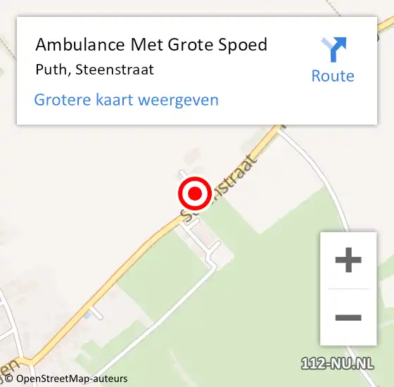 Locatie op kaart van de 112 melding: Ambulance Met Grote Spoed Naar Puth, Steenstraat op 21 november 2013 01:38