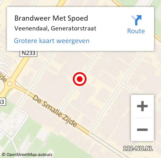 Locatie op kaart van de 112 melding: Brandweer Met Spoed Naar Veenendaal, Generatorstraat op 19 september 2015 15:33