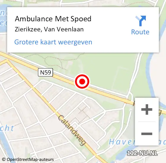 Locatie op kaart van de 112 melding: Ambulance Met Spoed Naar Zierikzee, Van Veenlaan op 19 september 2015 15:59