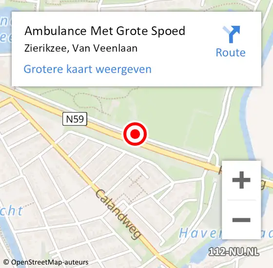 Locatie op kaart van de 112 melding: Ambulance Met Grote Spoed Naar Zierikzee, Van Veenlaan op 19 september 2015 16:01