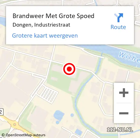 Locatie op kaart van de 112 melding: Brandweer Met Grote Spoed Naar Dongen, Industriestraat op 19 september 2015 16:17