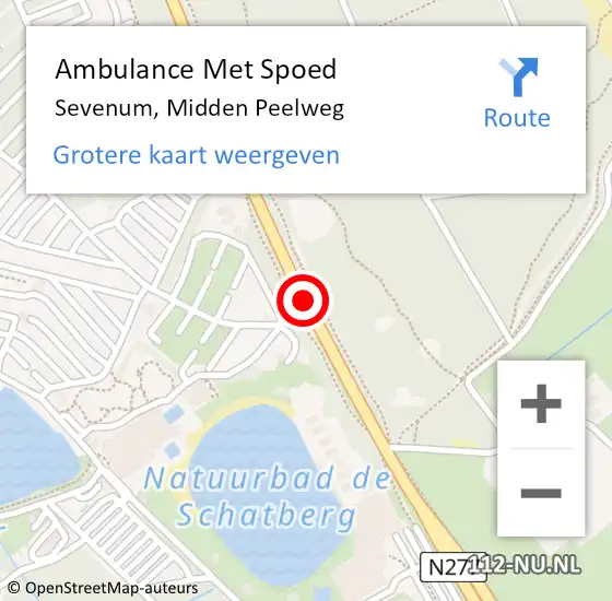 Locatie op kaart van de 112 melding: Ambulance Met Spoed Naar Sevenum, Midden Peelweg op 19 september 2015 17:03