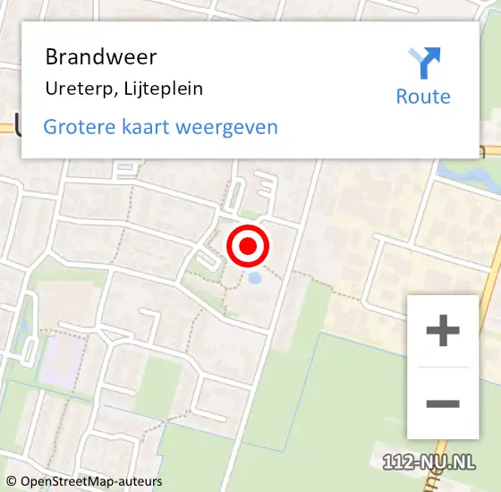 Locatie op kaart van de 112 melding: Brandweer Ureterp, Lijteplein op 19 september 2015 17:04