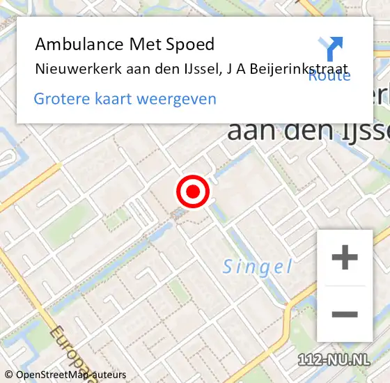 Locatie op kaart van de 112 melding: Ambulance Met Spoed Naar Nieuwerkerk aan den IJssel, J A Beijerinkstraat op 19 september 2015 17:22
