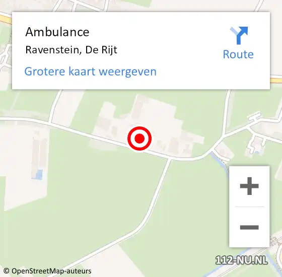 Locatie op kaart van de 112 melding: Ambulance Ravenstein, De Rijt op 19 september 2015 19:09