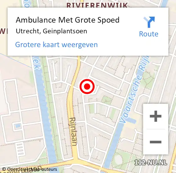 Locatie op kaart van de 112 melding: Ambulance Met Grote Spoed Naar Utrecht, Geinplantsoen op 19 september 2015 19:50