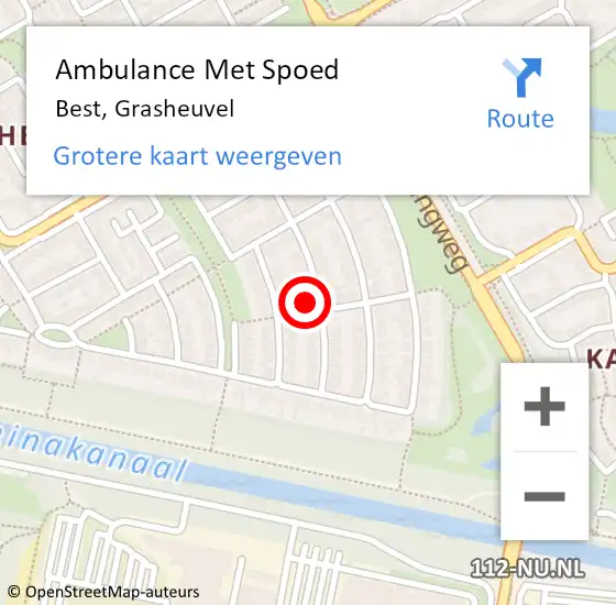 Locatie op kaart van de 112 melding: Ambulance Met Spoed Naar Best, Grasheuvel op 19 september 2015 21:04