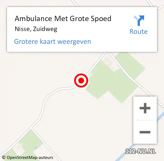 Locatie op kaart van de 112 melding: Ambulance Met Grote Spoed Naar Nisse, Zuidweg op 19 september 2015 22:15