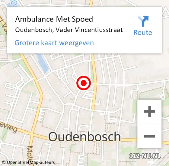 Locatie op kaart van de 112 melding: Ambulance Met Spoed Naar Oudenbosch, Vader Vincentiusstraat op 19 september 2015 22:45