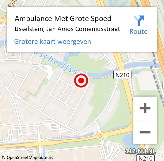 Locatie op kaart van de 112 melding: Ambulance Met Grote Spoed Naar IJsselstein, Jan Amos Comeniusstraat op 21 november 2013 06:06