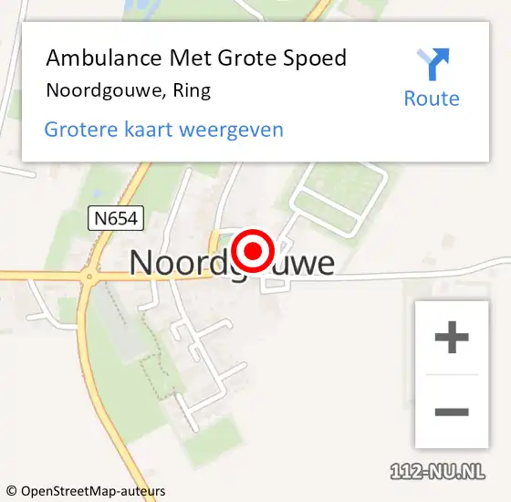 Locatie op kaart van de 112 melding: Ambulance Met Grote Spoed Naar Noordgouwe, Ring op 20 september 2015 01:47