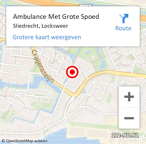 Locatie op kaart van de 112 melding: Ambulance Met Grote Spoed Naar Sliedrecht, Locksweer op 20 september 2015 03:44