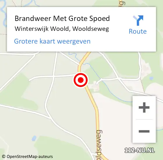 Locatie op kaart van de 112 melding: Brandweer Met Grote Spoed Naar Winterswijk Woold, Wooldseweg op 20 september 2015 04:40