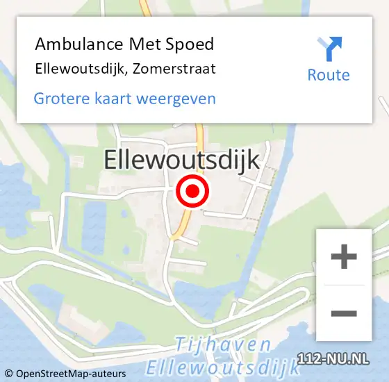 Locatie op kaart van de 112 melding: Ambulance Met Spoed Naar Ellewoutsdijk, Zomerstraat op 20 september 2015 05:54