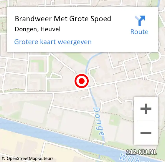 Locatie op kaart van de 112 melding: Brandweer Met Grote Spoed Naar Dongen, Heuvel op 20 september 2015 08:29