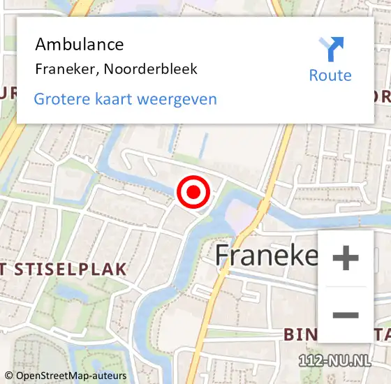 Locatie op kaart van de 112 melding: Ambulance Franeker, Noorderbleek op 20 september 2015 08:46