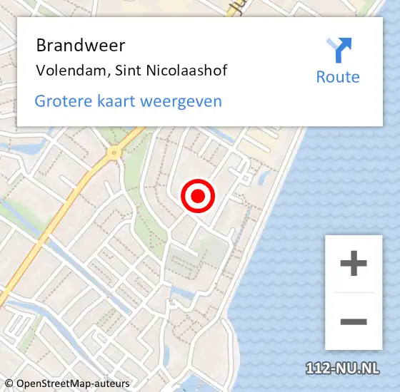 Locatie op kaart van de 112 melding: Brandweer Volendam, Nicolaashof op 20 september 2015 09:04