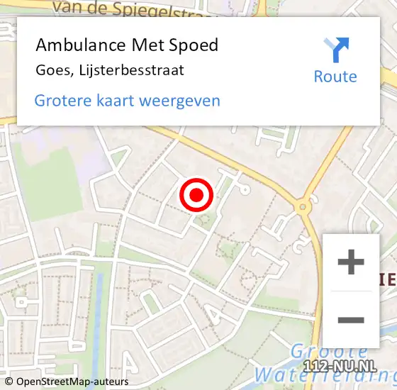 Locatie op kaart van de 112 melding: Ambulance Met Spoed Naar Goes, Lijsterbesstraat op 20 september 2015 09:31