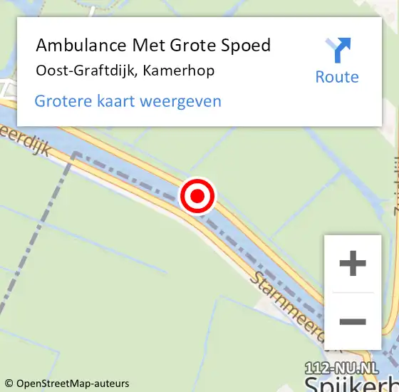 Locatie op kaart van de 112 melding: Ambulance Met Grote Spoed Naar Oost-Graftdijk, Kamerhop op 20 september 2015 10:18