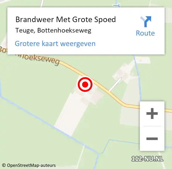 Locatie op kaart van de 112 melding: Brandweer Met Grote Spoed Naar Teuge, Bottenhoekseweg op 21 november 2013 07:24