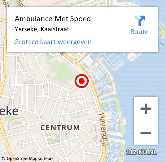 Locatie op kaart van de 112 melding: Ambulance Met Spoed Naar Yerseke, Kaaistraat op 20 september 2015 10:51