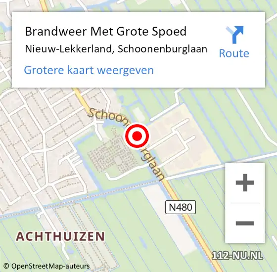 Locatie op kaart van de 112 melding: Brandweer Met Grote Spoed Naar Nieuw-Lekkerland, Schoonenburglaan op 20 september 2015 16:45