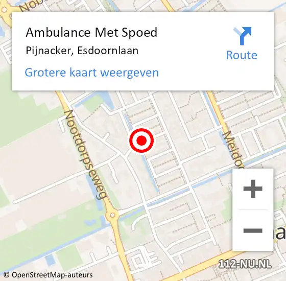 Locatie op kaart van de 112 melding: Ambulance Met Spoed Naar Pijnacker, Esdoornlaan op 20 september 2015 17:03