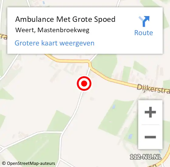 Locatie op kaart van de 112 melding: Ambulance Met Grote Spoed Naar Weert, Mastenbroekweg op 20 september 2015 19:18