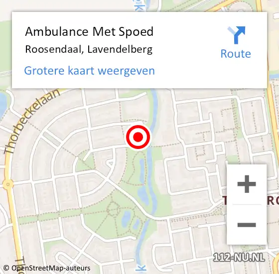 Locatie op kaart van de 112 melding: Ambulance Met Spoed Naar Roosendaal, Lavendelberg op 20 september 2015 22:37