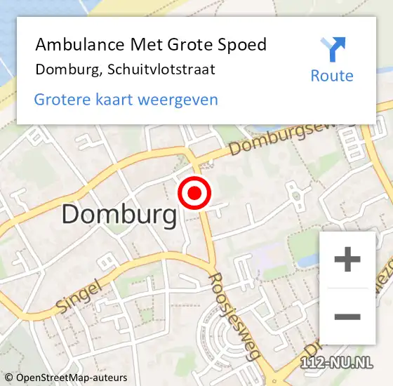 Locatie op kaart van de 112 melding: Ambulance Met Grote Spoed Naar Domburg, Schuitvlotstraat op 20 september 2015 22:43