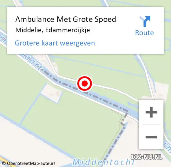 Locatie op kaart van de 112 melding: Ambulance Met Grote Spoed Naar Middelie, Edammerdijkje op 20 september 2015 23:19