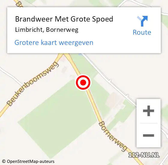 Locatie op kaart van de 112 melding: Brandweer Met Grote Spoed Naar Limbricht, Bornerweg op 20 september 2015 23:26