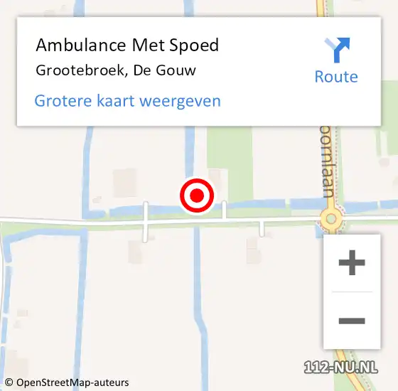 Locatie op kaart van de 112 melding: Ambulance Met Spoed Naar Grootebroek, De Gouw op 21 september 2015 08:31