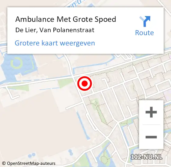 Locatie op kaart van de 112 melding: Ambulance Met Grote Spoed Naar De Lier, Van Polanenstraat op 21 september 2015 08:45