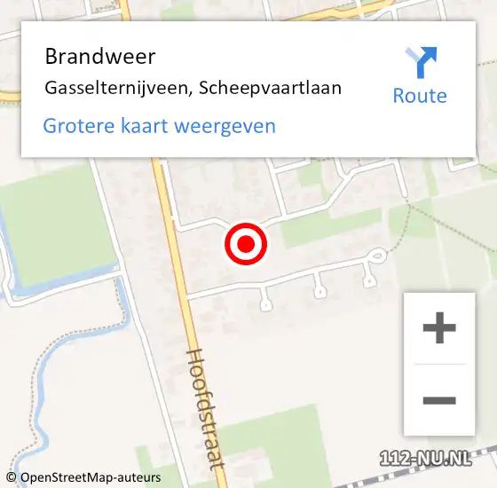 Locatie op kaart van de 112 melding: Brandweer Gasselternijveen, Scheepvaartlaan op 13 september 2013 13:27