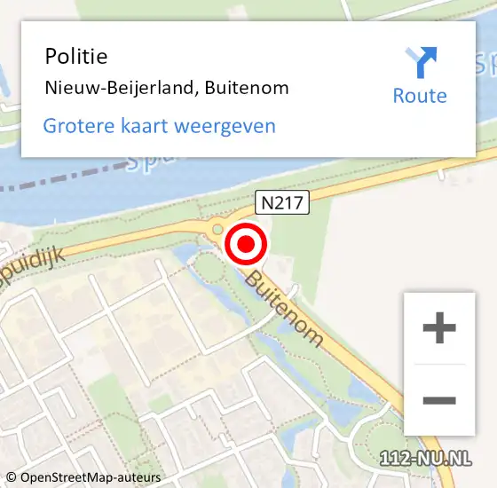 Locatie op kaart van de 112 melding: Politie Nieuw-Beijerland, Buitenom op 21 september 2015 09:09